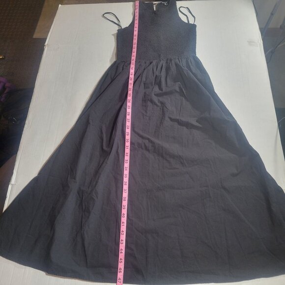Madewell  The Melody Black Smocked Cotton Sleeveless Midi Tank Dress Size XS - Picture 7 of 8